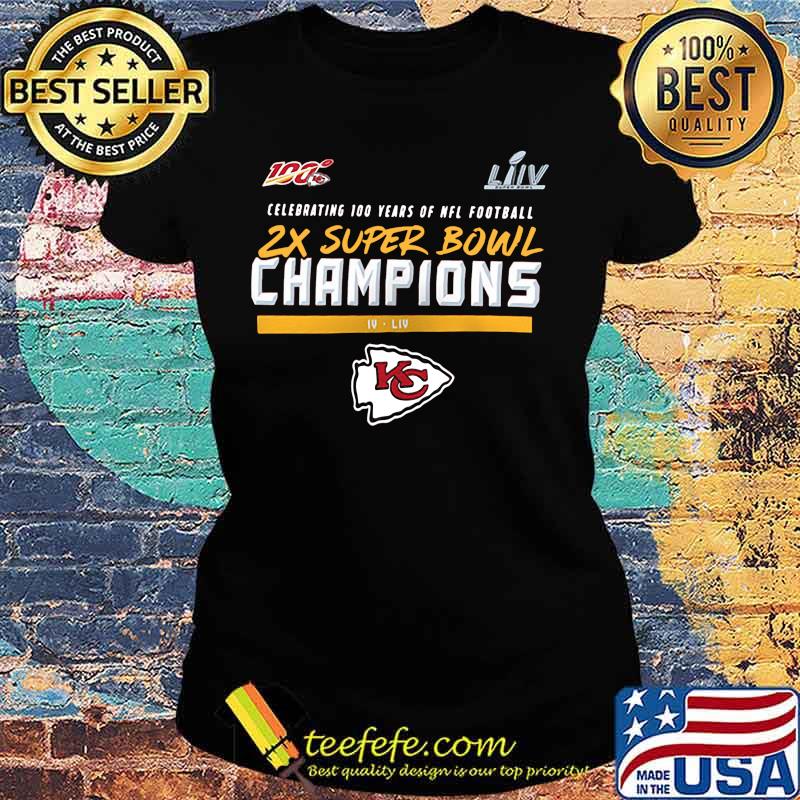 Celebrating 100 years of nfl football 2x super bowl champions kansas city chefs s Ladies tee Celebrating 100 years of nfl football 2x super bowl champions kansas city chefs s Ladies tee