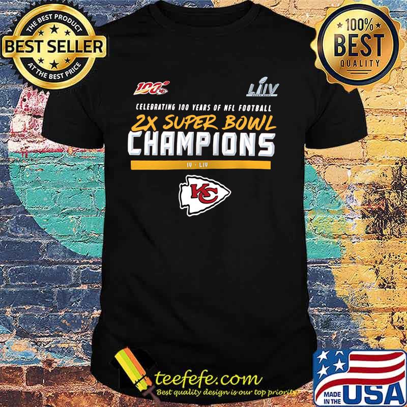 Celebrating 100 years of nfl football 2x super bowl champions kansas city chefs shirt