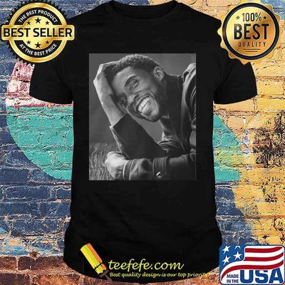 Chadwick boseman rip black panther actor smiling picture shirt