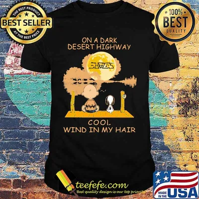 Charlie brown and snoopy eagles on a dark desert highway cool wind in my hair shirt