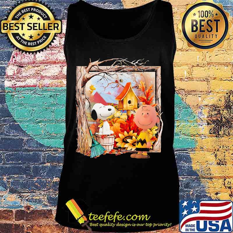 Charlie brown and snoopy fall maple leaves sunflowers s Tank top Charlie brown and snoopy fall maple leaves sunflowers s Tank top