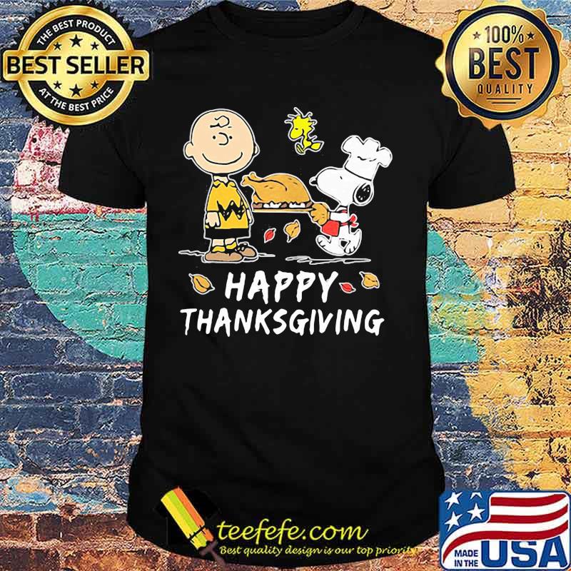 Charlie brown snoopy and woodstock happy thanksgiving shirt