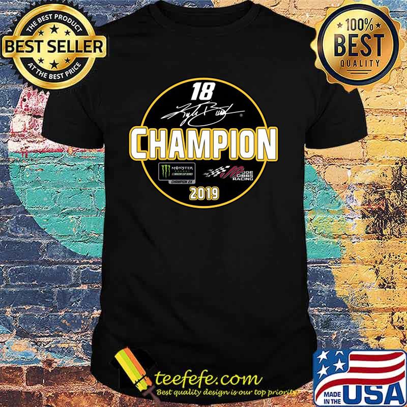Checkered flag kyle busch 18 champion joe gibbs racing 2019 signature shirt Checkered flag kyle busch 18 champion joe gibbs racing 2019 signature shirt