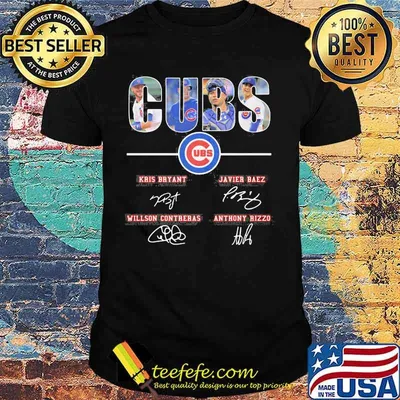 Chicago cubs baseball kris bryant javier baez willson contreras anthony rizzo signatures shirt