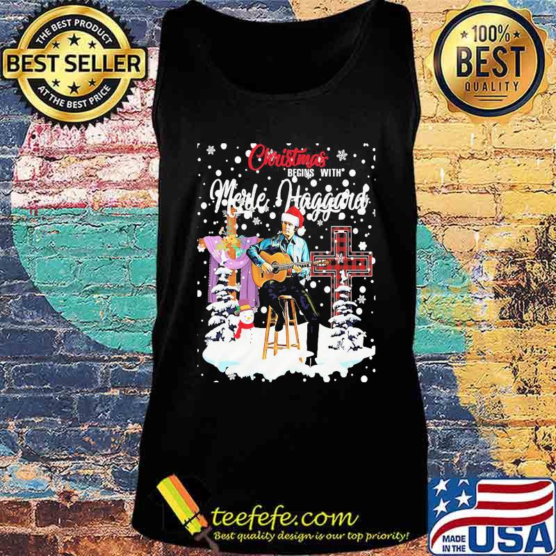 Christmas begins with merle haggard s Tank top Christmas begins with merle haggard s Tank top