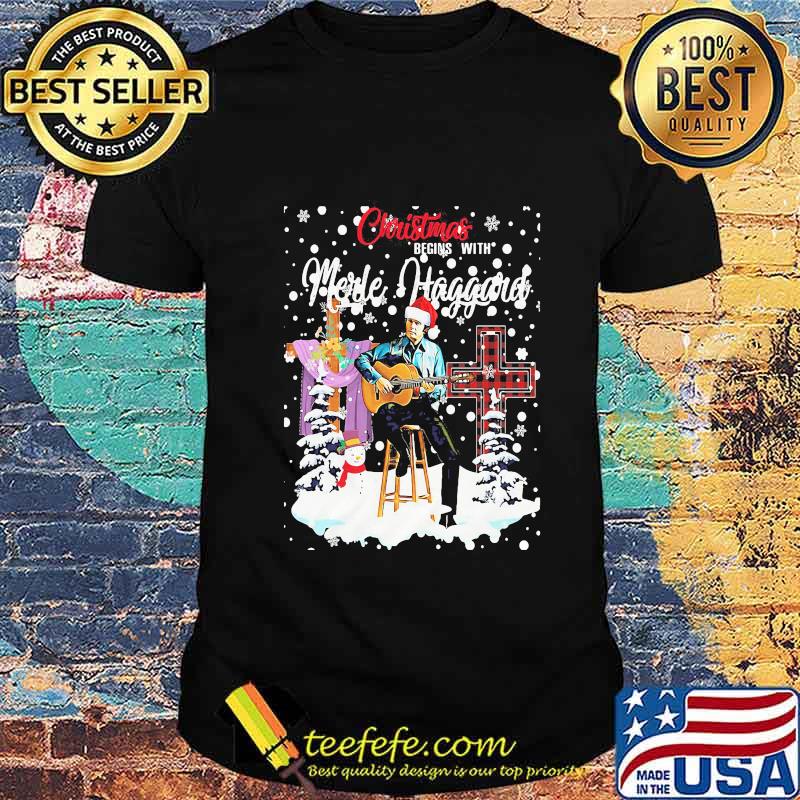 Christmas begins with merle haggard shirt Christmas begins with merle haggard shirt