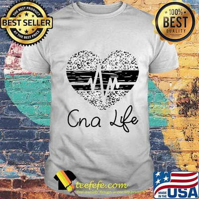 Cna life heartbeat heart leopard shirt