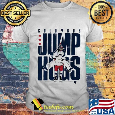 Columbus jump hugs hockey shirt