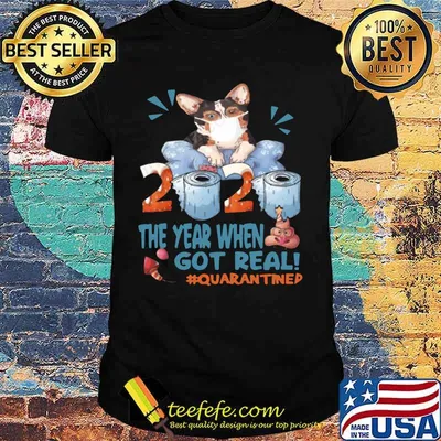 Corgi mask 2020 the year when shit got real quarantined toilet paper shirt