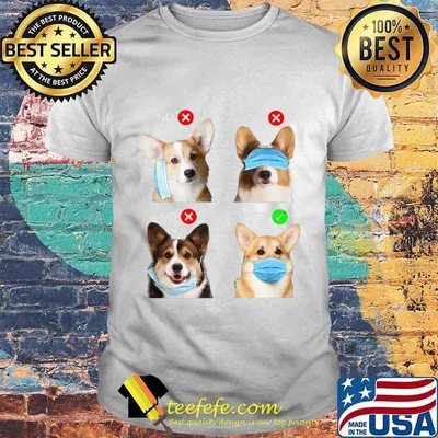 Corgi wear mask yes no shirt