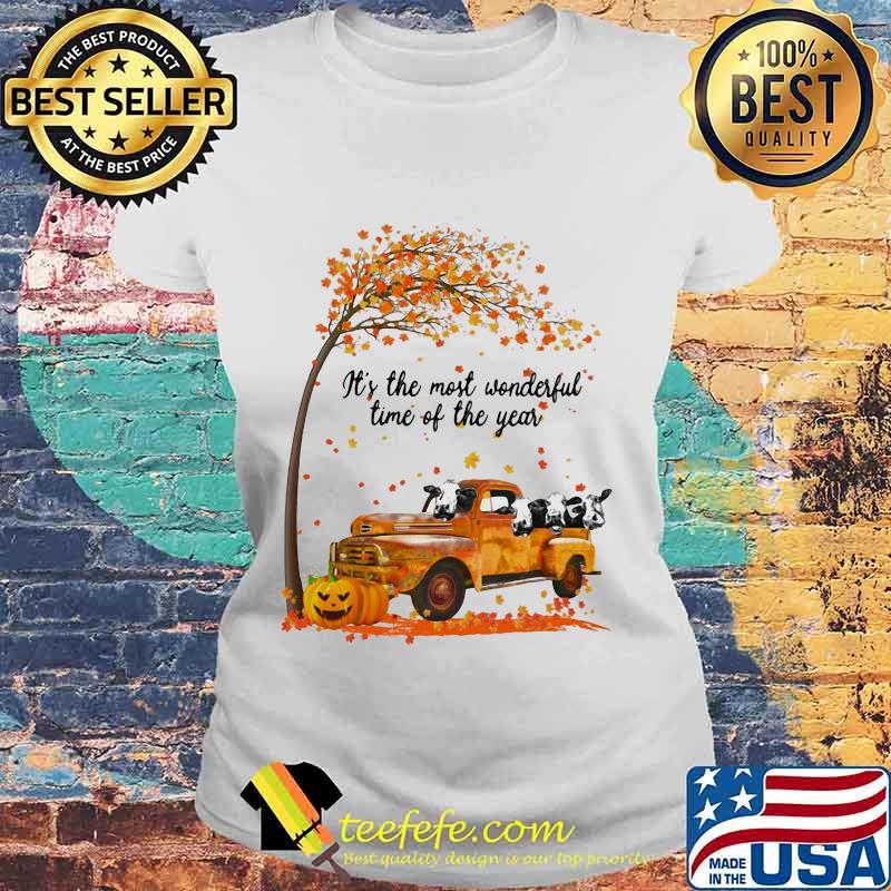 Cows riding car it's the most wonderfal time of the year leaves tree pumpkins s Laides tee Cows riding car it's the most wonderfal time of the year leaves tree pumpkins s Laides tee