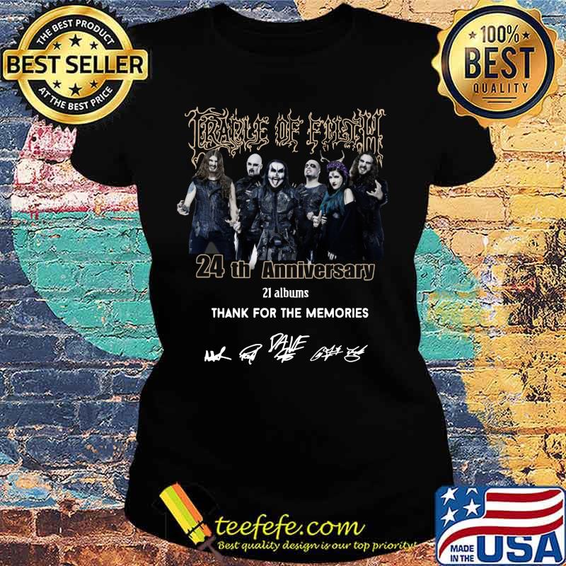 Cradle of filth 24th anniversary 21 albums thank you for the memories signatures s Ladies tee Cradle of filth 24th anniversary 21 albums thank you for the memories signatures s Ladies tee