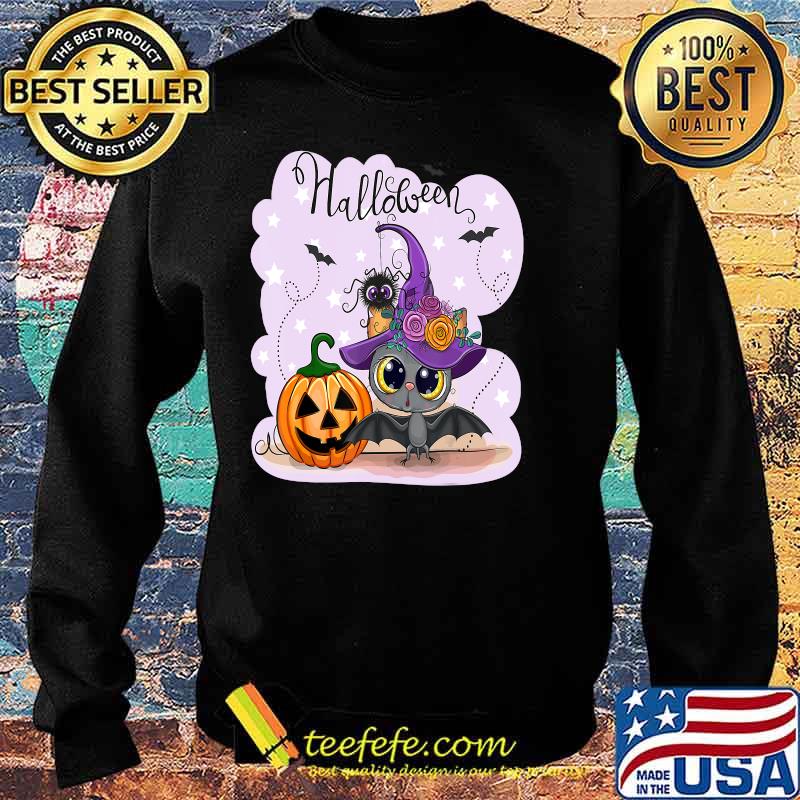 Cute Halloween with a Pumpkin and a Bat T-Shirt Sweater Cute Halloween with a Pumpkin and a Bat T-Shirt Sweater