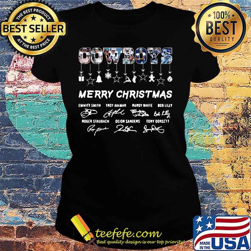 Dallas cowboys merry christmas signatures s Ladies tee Dallas cowboys merry christmas signatures s Ladies tee