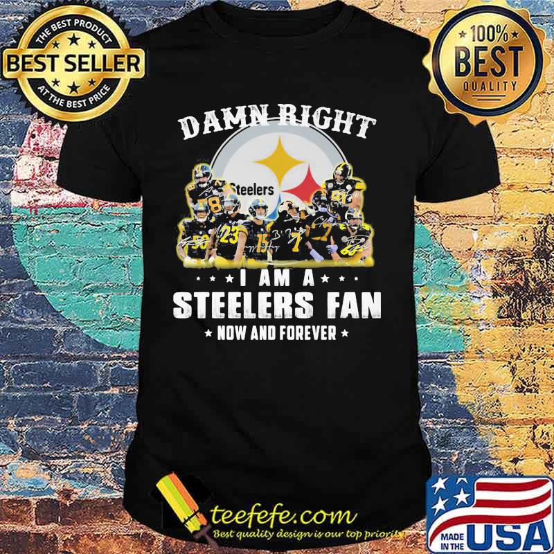 Damn right i am a pittsburgh steelers fan now and forever stars signatures shirt