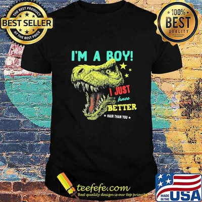 Dinosaur I'm a boy i just have better hair than you stars shirt