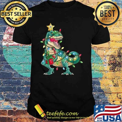 Dinosaur merry christmas tree shirt