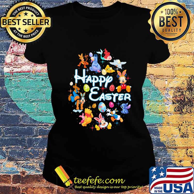 Disney cartoon characters happy easter flowers s Ladies tee Disney cartoon characters happy easter flowers s Ladies tee