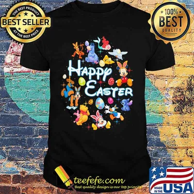Disney cartoon characters happy easter flowers shirt