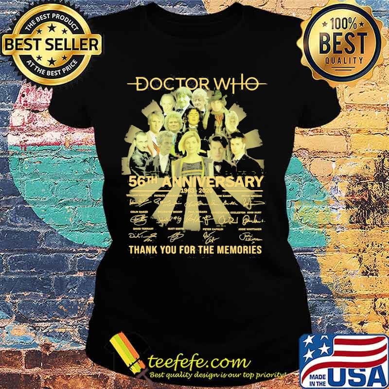 Doctor who 56th anniversary 1963 2020 thank you for the memories signatures s Ladies tee Doctor who 56th anniversary 1963 2020 thank you for the memories signatures s Ladies tee