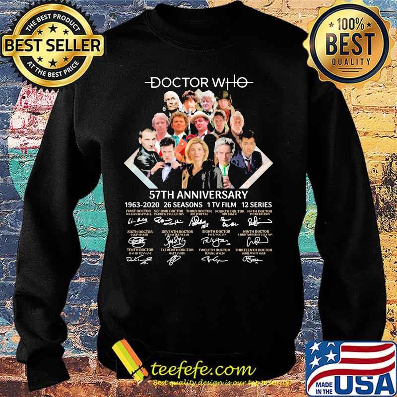 Doctor who 57th anniversary 1963 2020 26 seasons 1 tv film 12 series signatures s Sweater Doctor who 57th anniversary 1963 2020 26 seasons 1 tv film 12 series signatures s Sweater