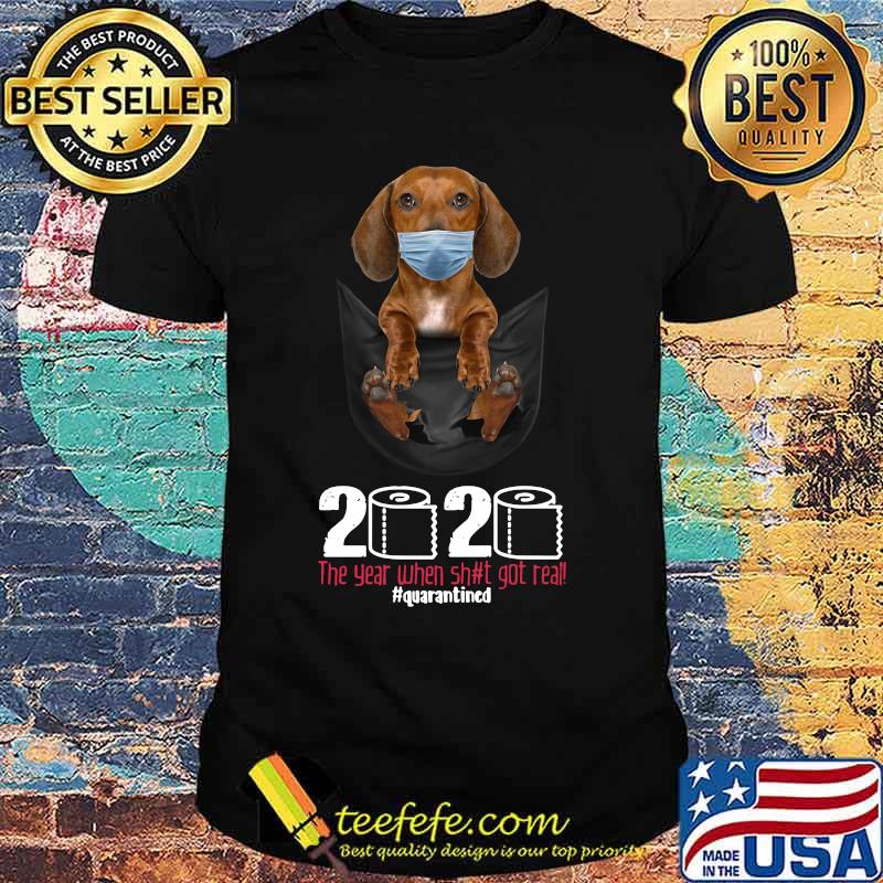 Dog wear mask 2020 the year when shit got real quarantined shirt (2)