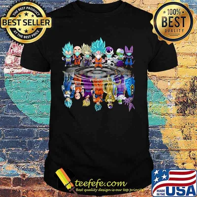 Dragon ball 7 characters mask chibi water reflection shirt