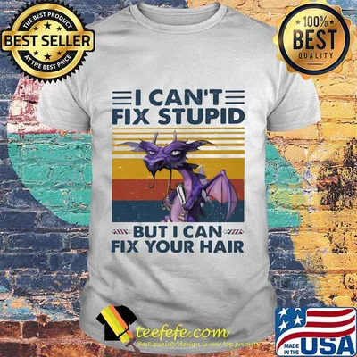 Dragon i can't fix stupid but i can fix your hair vintage retro shirt