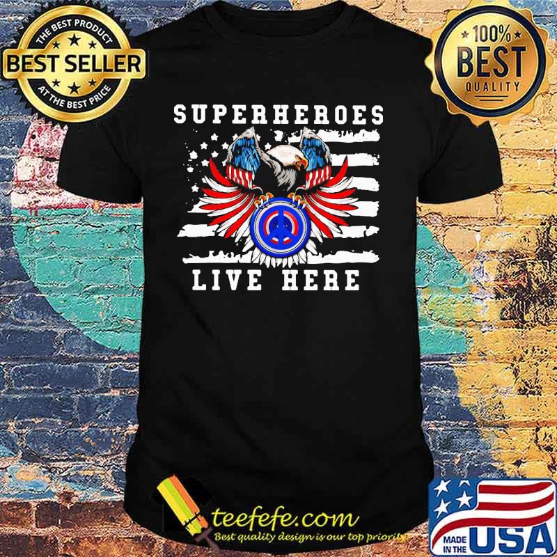 Eagle hippie superhero live here american flag shirt