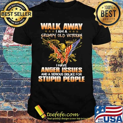 Eagle Walk away i am a grumpy old veteran i have anger issues and a serious dislike for stupid people shirt