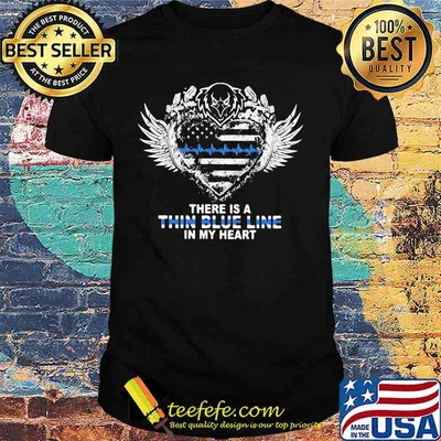 Eagles there is a thin blue line in my heart american flag independence day shirt