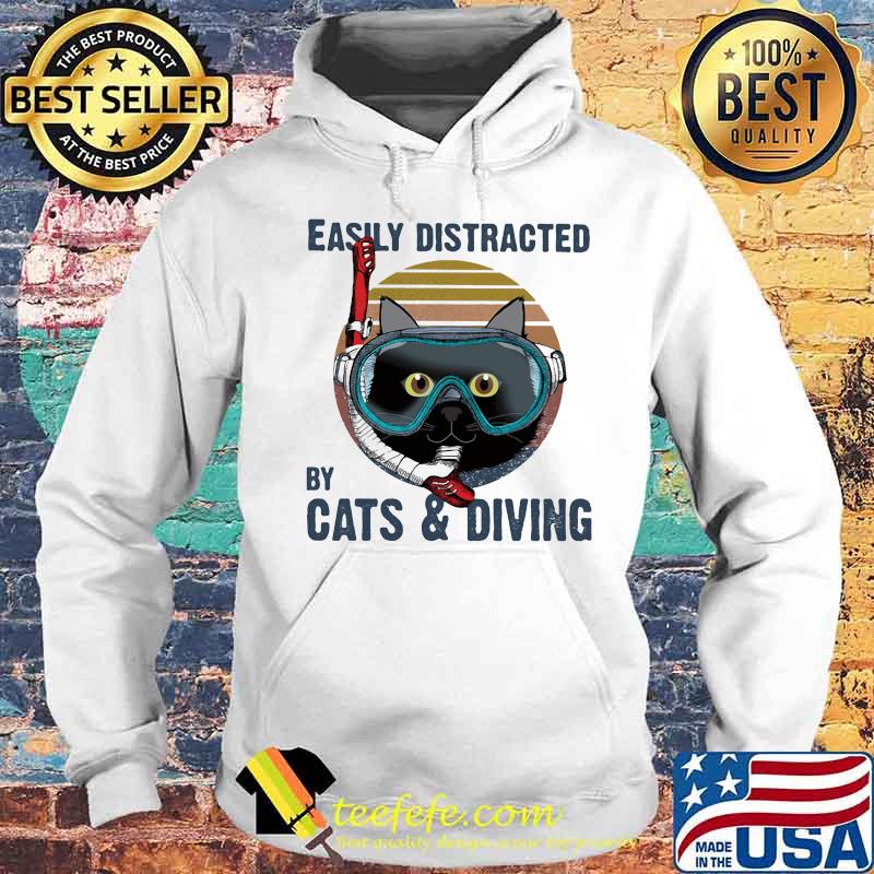 Easily distracted by cats and scuba diving vintage retro s Hoodie Easily distracted by cats and scuba diving vintage retro s Hoodie