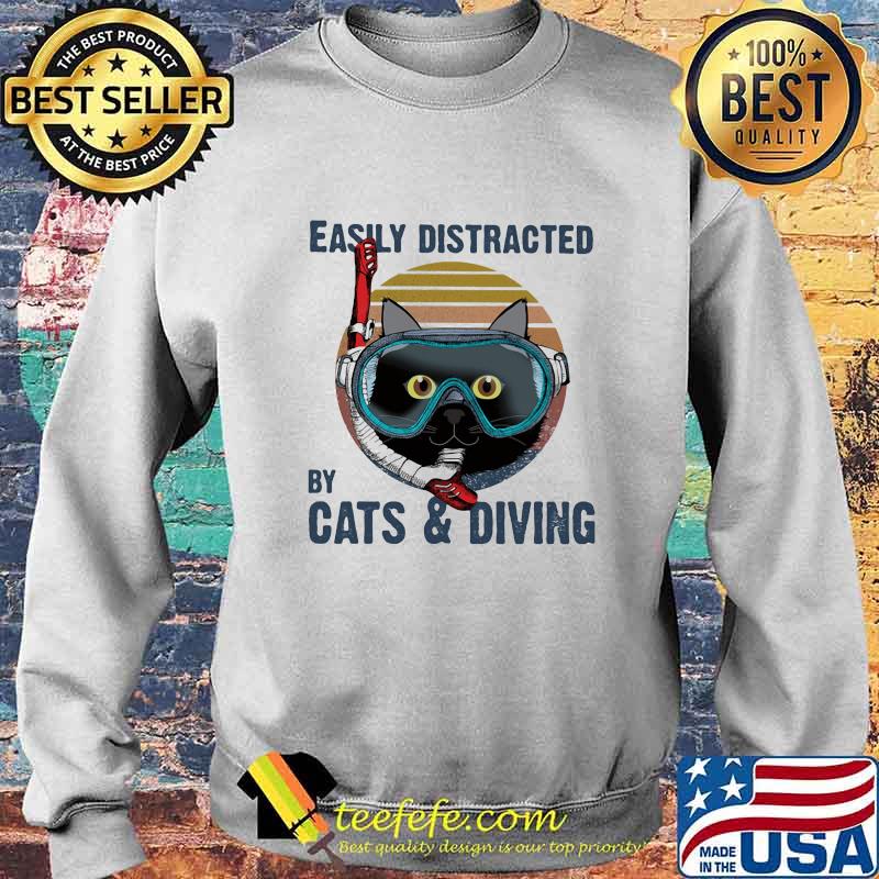 Easily distracted by cats and scuba diving vintage retro s Sweater Easily distracted by cats and scuba diving vintage retro s Sweater