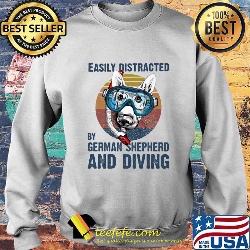 Easily distracted by german shepherd and scuba diving vintage retro s Sweater Easily distracted by german shepherd and scuba diving vintage retro s Sweater