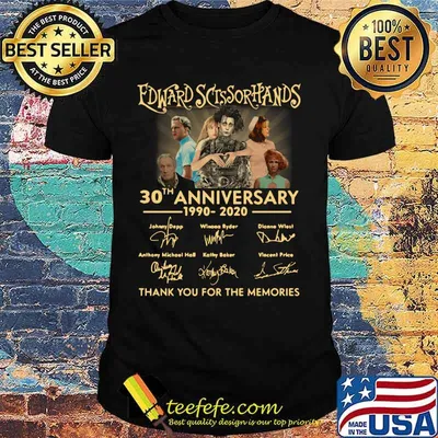 Edward scissorhands 30th anniversary 1990 2020 thank you for the memories signatures shirt
