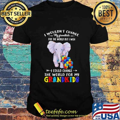 Elephants autism i wouldn't change my grandkids for the world but i wish i could change the world for my grandkids shirt