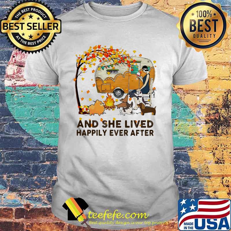 Fall Girl camping with dogs and she lived happily ever after shirt Fall Girl camping with dogs and she lived happily ever after shirt