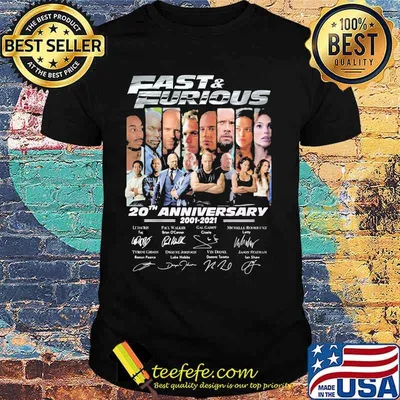 Fast and furious 20th anniversary 2001 2020 thank you for the memories signatures shirt