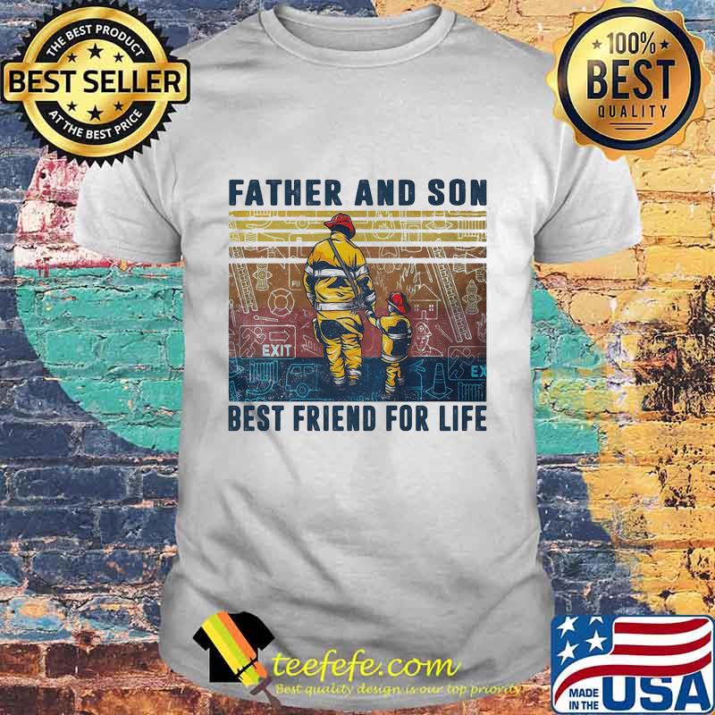 Firefighter father and son best friend for life father's day vintage retro shirt
