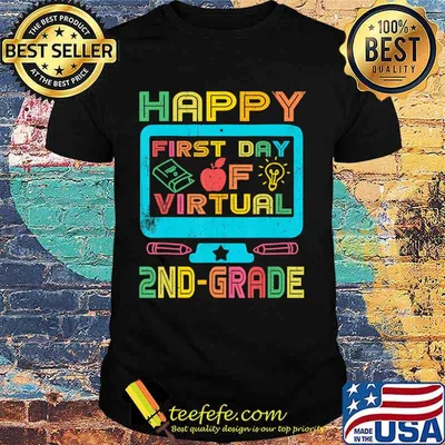 First Day of Virtual 2nd Grade Back to School Gifts Boys Kid T-Shirt