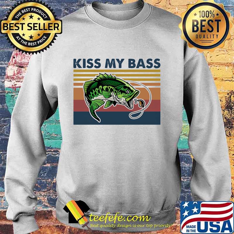 Fishing Kiss my bass Vintage retro s Sweater Fishing Kiss my bass Vintage retro s Sweater