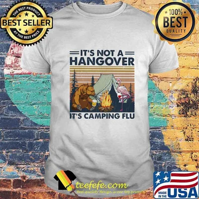 Flamingo and bear it's not a hangover it's camping flu vintage retro shirt