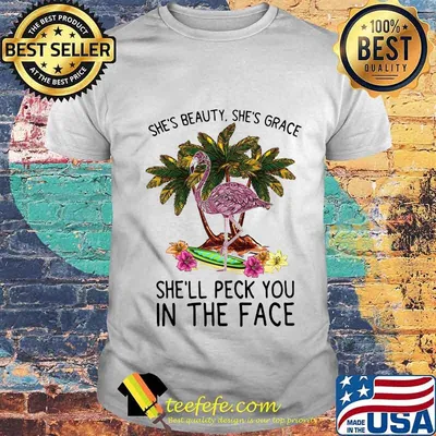 Flamingo she's beauty she's grace she'll peck you in the face flowers shirt