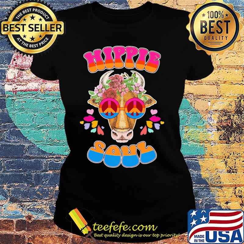 Flower cow glasses hippie soul s Ladies tee Flower cow glasses hippie soul s Ladies tee