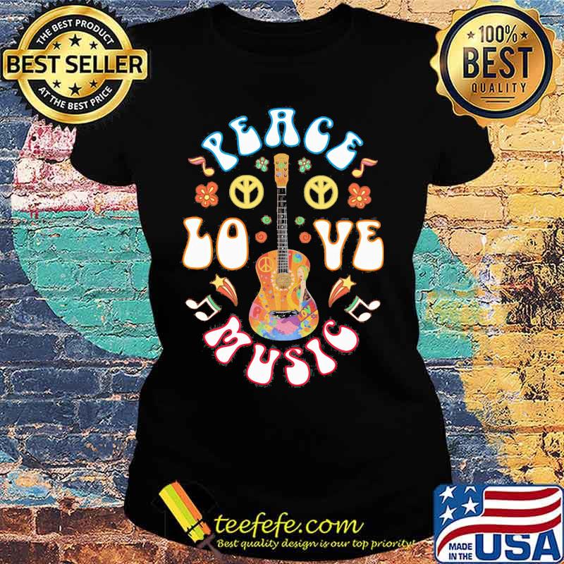 Flower guitar peace love music hippie s Ladies tee Flower guitar peace love music hippie s Ladies tee