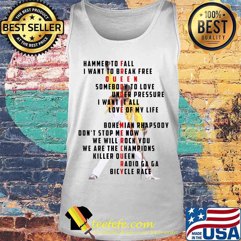 Freddie mercury hammer to fall i want to break free queen somebody to love under pressure s Tank top Freddie mercury hammer to fall i want to break free queen somebody to love under pressure s Tank top