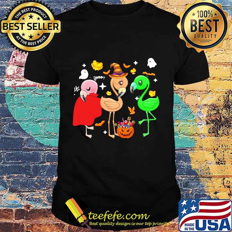 GHOST BOOO FLAMINGOS PUMPKIN HALLOWEEN SHIRT