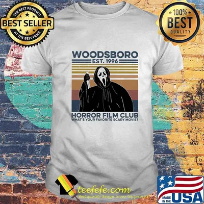 Ghost woodsboro est 1996 horror film club what's your favorite scary movie vintage retro shirt