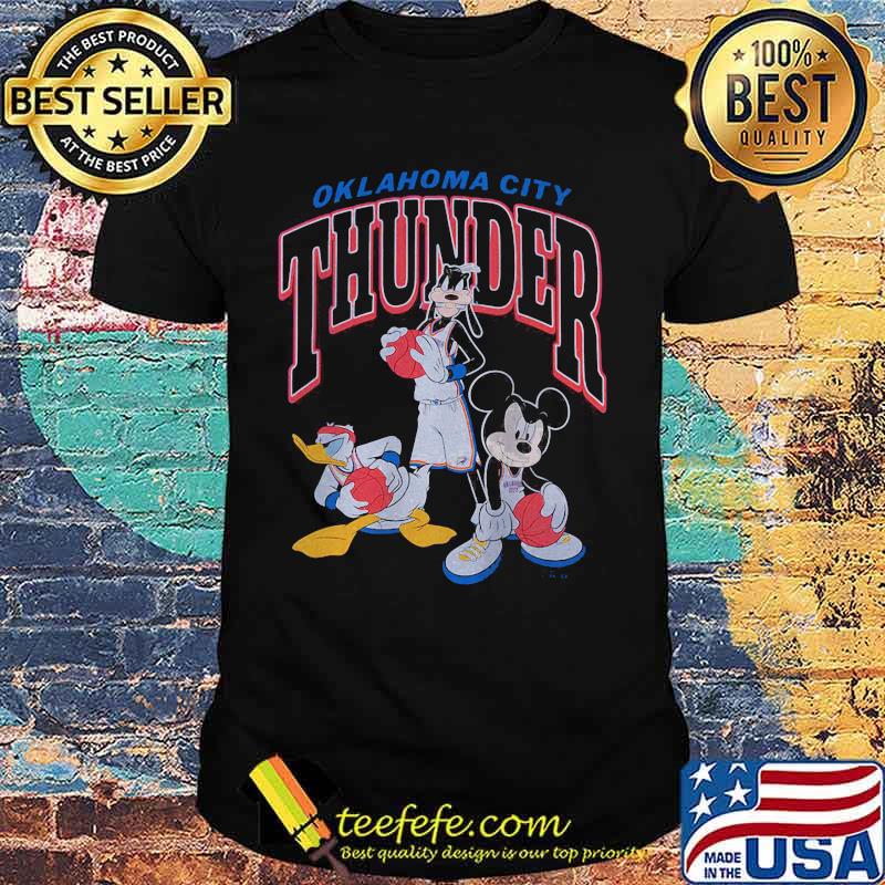 Goofy donald duck and mickey mouse football player oklahoma city thunder shirt