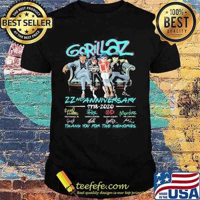 Gorillaz 22nd anniversary 1998 2020 thank you for the memories signatures shirt